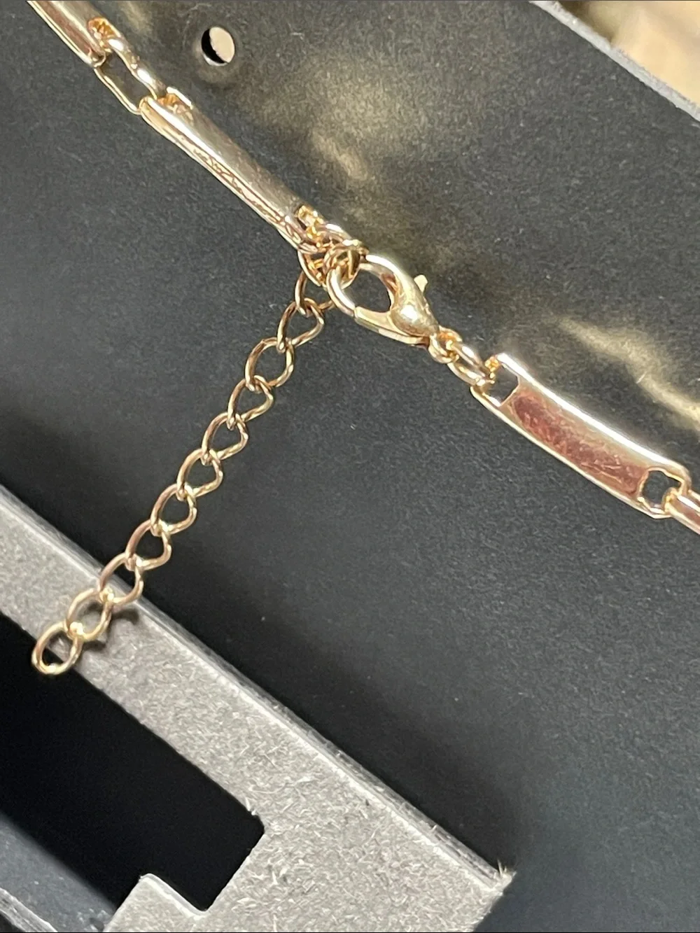 Gold-Tone Necklace with Amber Teardrop Pendant